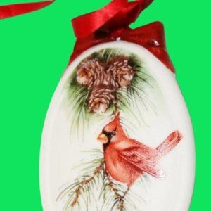 Marian 1990 handpainted signed cardinal bird ornament christmas holiday vintage